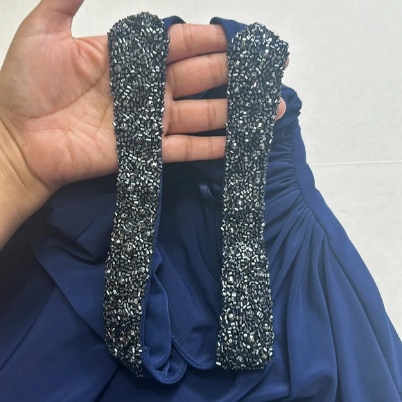 Lauren Ralph Lauren Evening Dress Navy Blue Side Ruched Midi Womens Size 2 - Picture 7 of 13